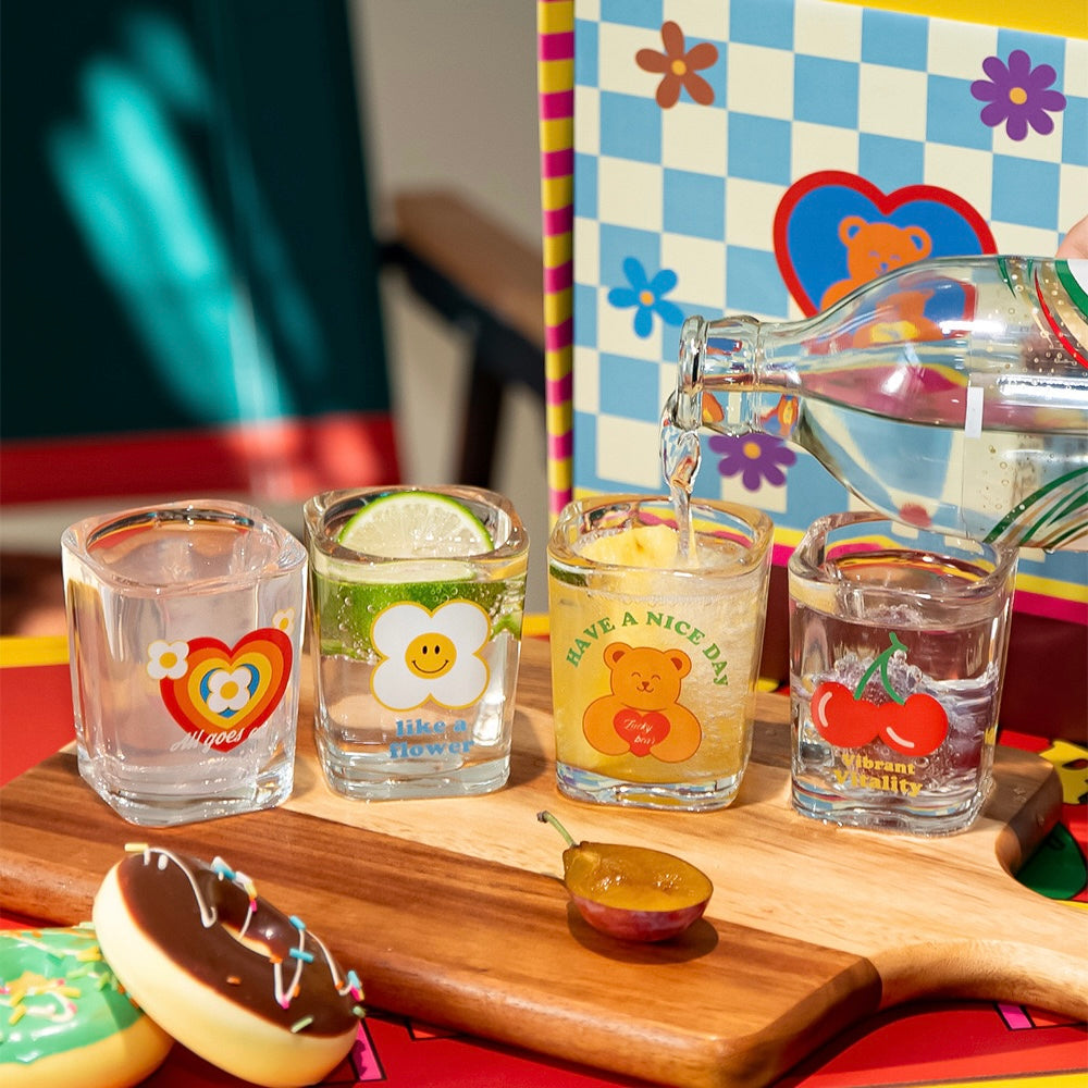 Rainbow Flower Shot Glass Gift Set, 70ML - Set of 4