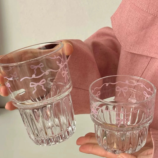 Pink Ribbon Glass Cup - 260ML & 380ML