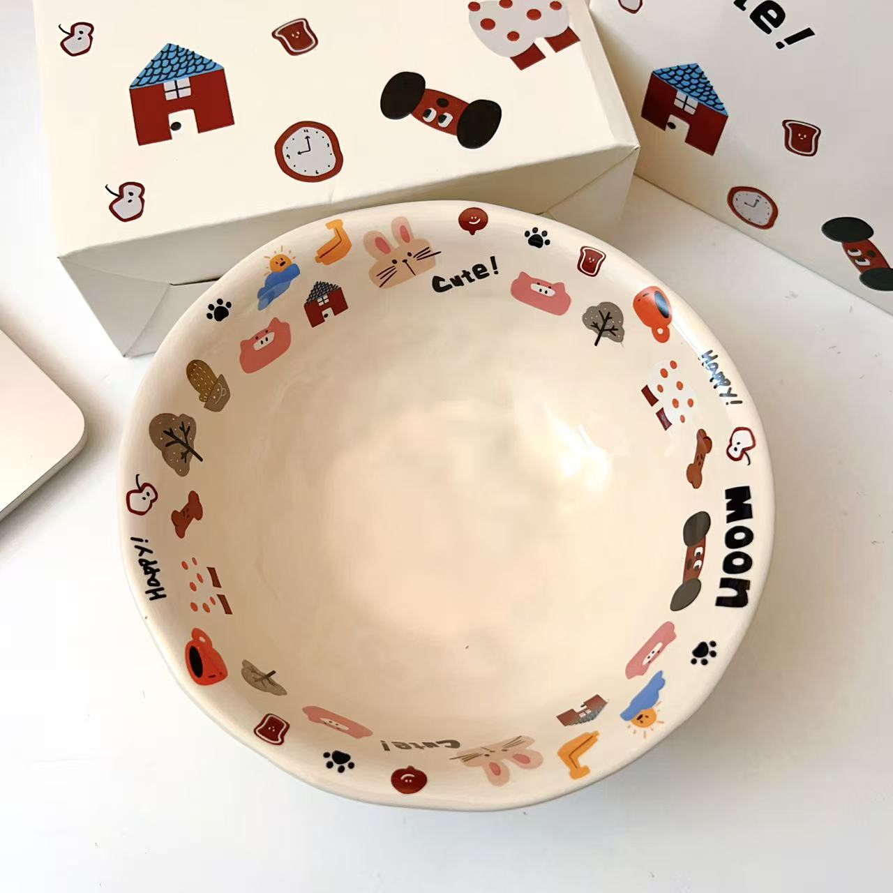 Moon Dog Series Ceramic Yogurt Bowl - 500ML