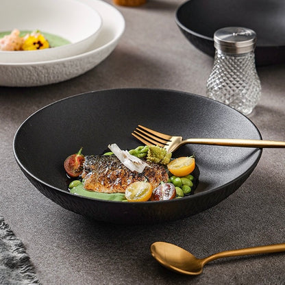 Stone Texture Matte Ceramic Dinner Plate - 2 Colors, 10-Inch