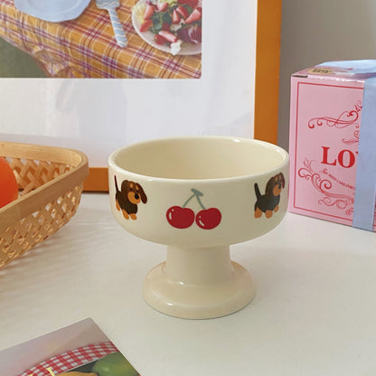 Creamy Cartoon Ceramic Dessert Cup – Cute Ice Cream Bowl | Microwave & Dishwasher Safe