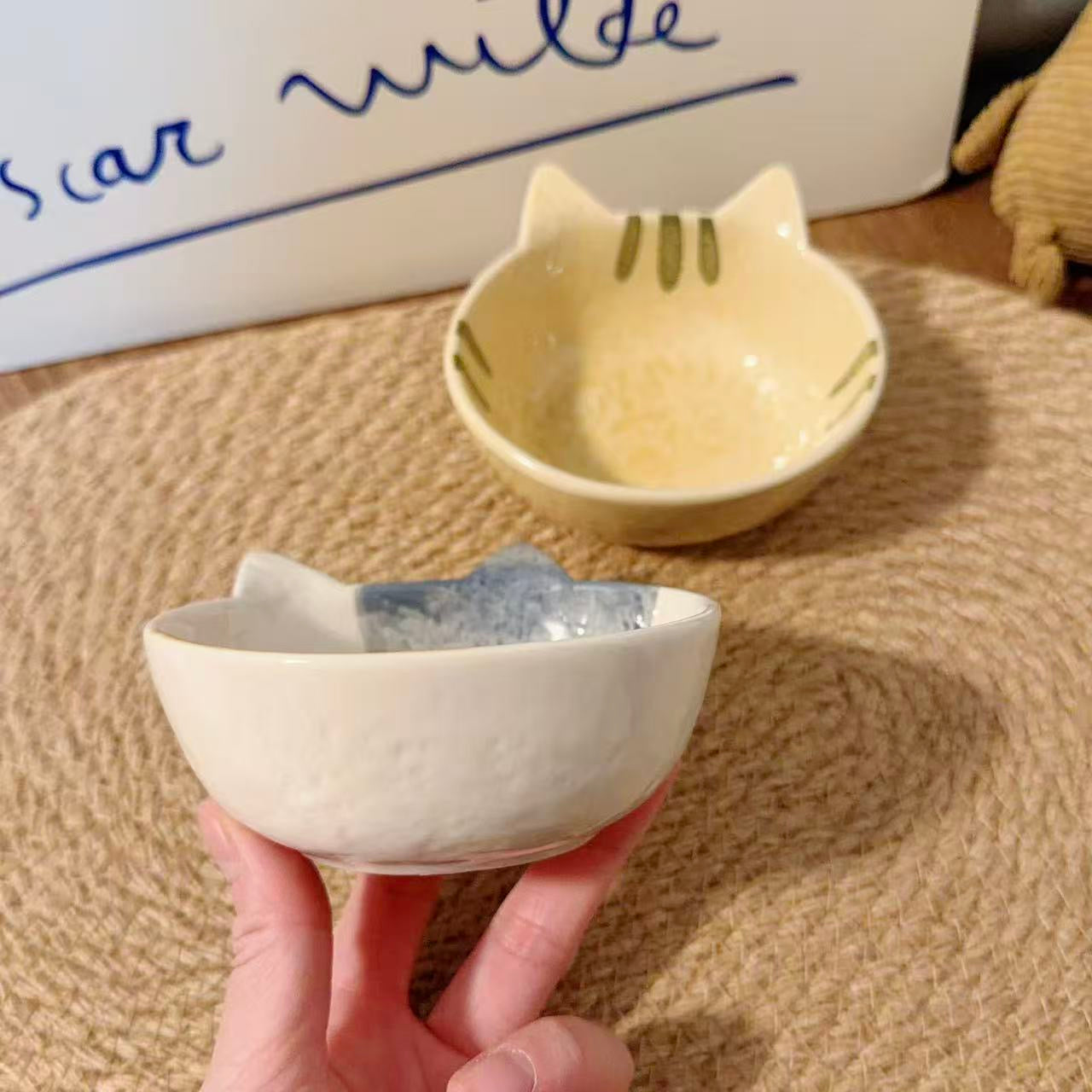 Hand-Painted Cat Shaped Ceramic Dipping Bowl - 140ML