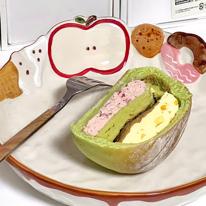 Hand-Painted Apple Embossed Ceramic Plate