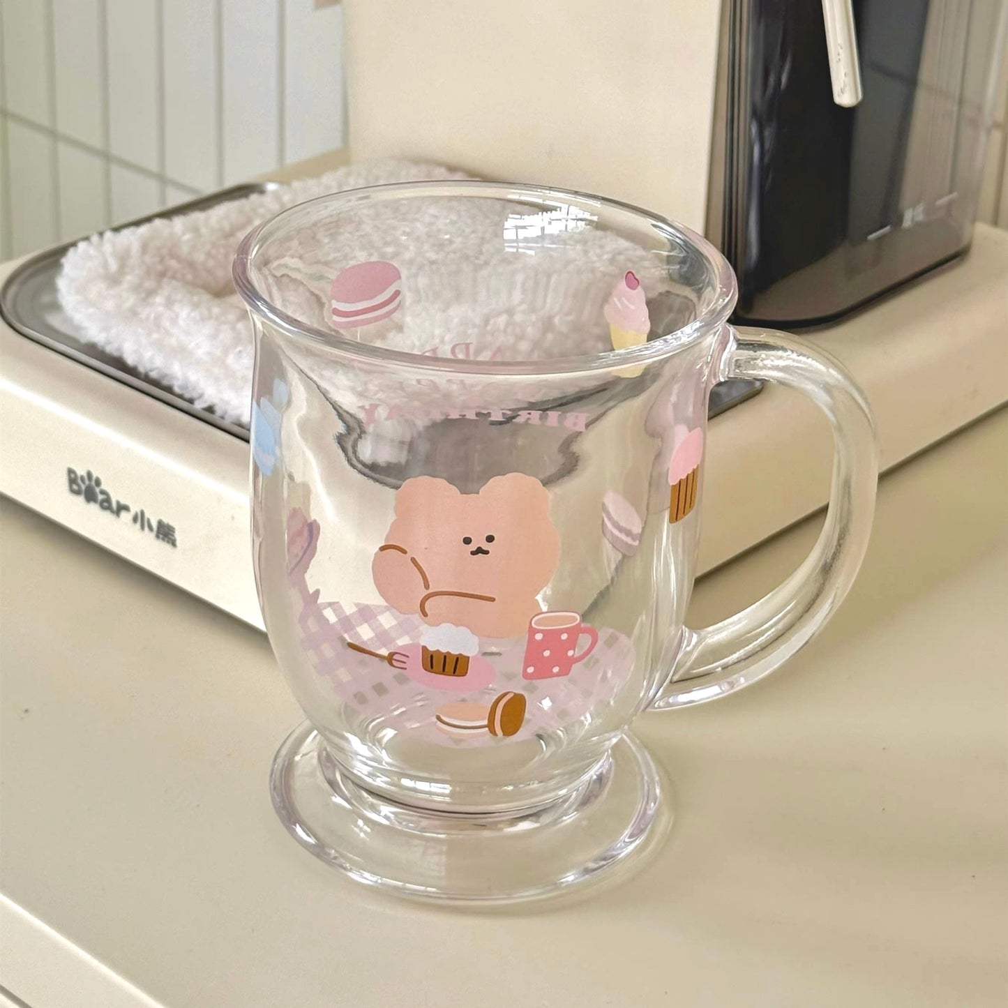 Birthday Bear Glass Mug with Handle - 450ML