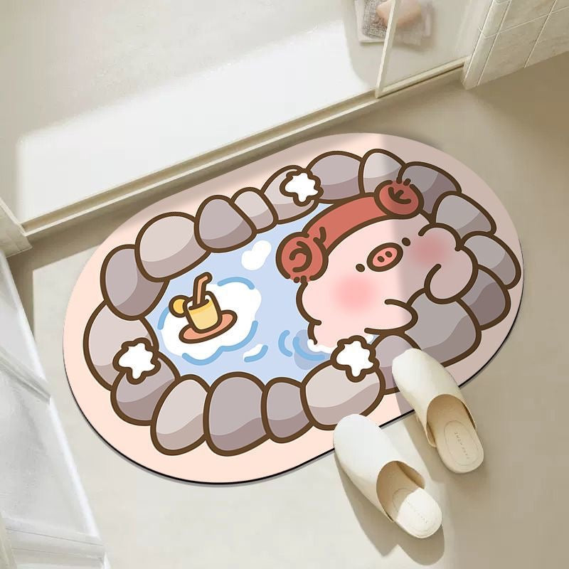 Lovely Piggy Bathroom Absorbent Mat - Size 40x60cm | Quick-Drying and Absorbent