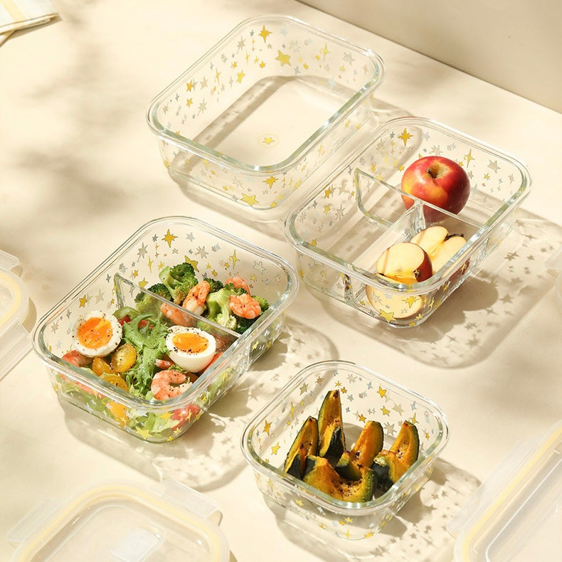 Colorful Star Glass Food Container - 850ML Bento Box