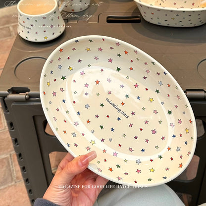 Twinkling Star Oval Ceramic Plate – Gift Ready Packaging