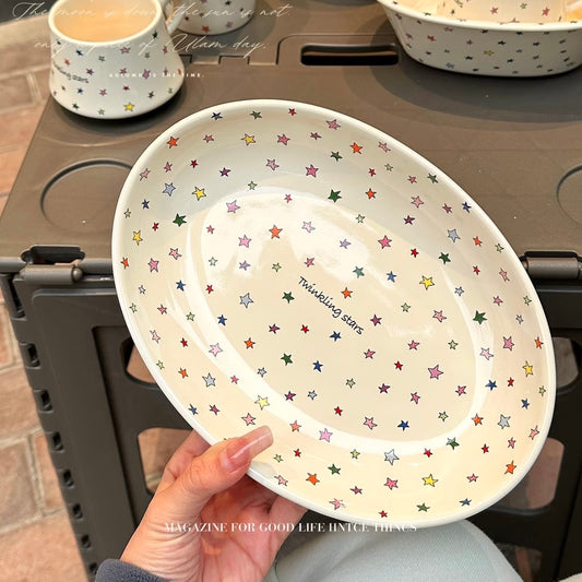 Twinkling Star Oval Ceramic Plate – Gift Ready Packaging