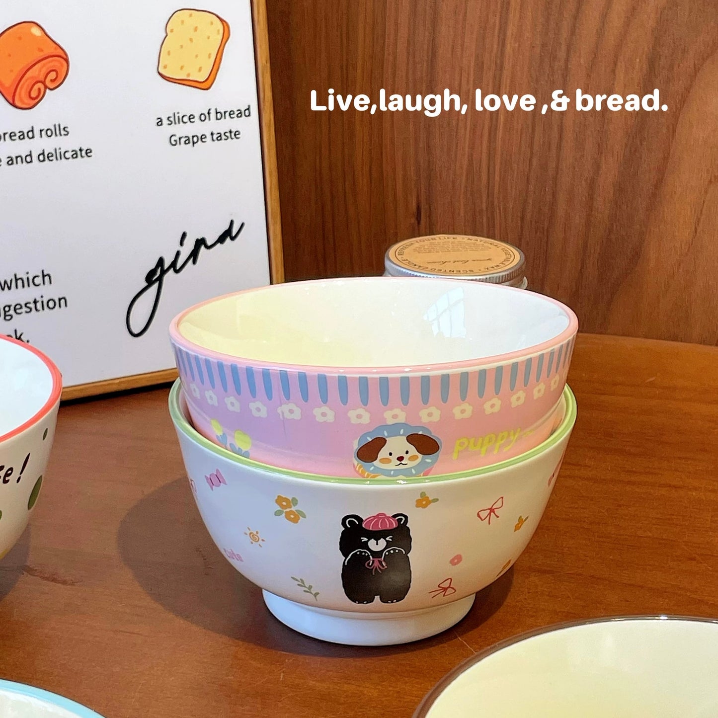 Cute Animal Party Ceramic Cereal Bowl - 5 Designs, 350ML