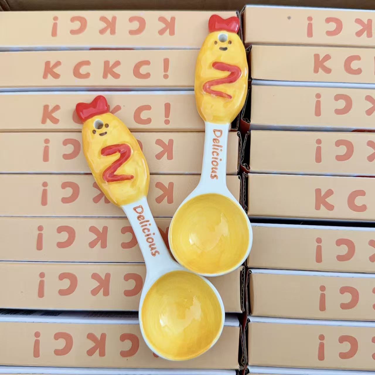 Kawaii Fried Shrimp Ceramic Spoon