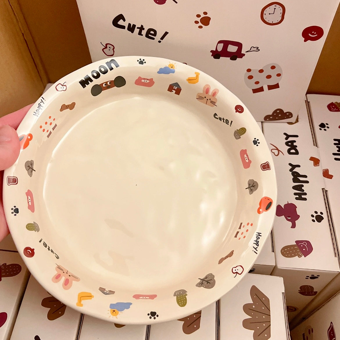 Moon Dog Series Ceramic Soup Plate, 8.5-Inch