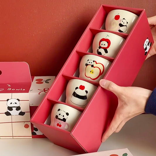 Lucky Panda Ceramic Bowl Gift Set - Set of 5