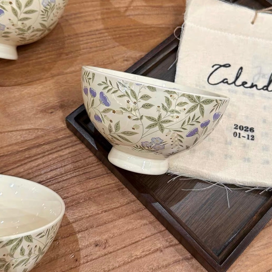 Vintage Floral Ceramic Bowl Gift Set – Set of 4