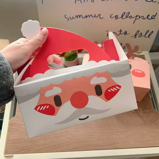 Large Santa Christmas gift box with red hat and white beard, set of 10