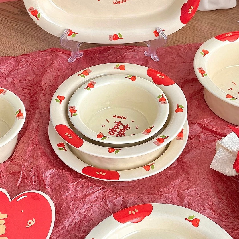 Double Happiness Wedding Ceramic Tableware Gift Set - Set of 8