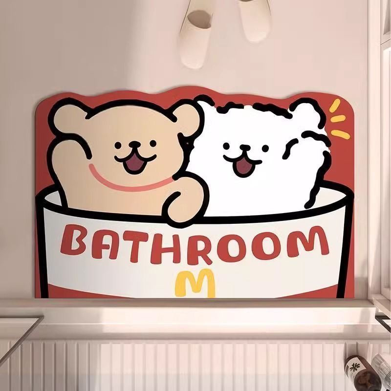 Happy Puppy Bathroom Absorbant Mat - Size 40x60cm / 50x80cm | Quick-Drying and Absorbent