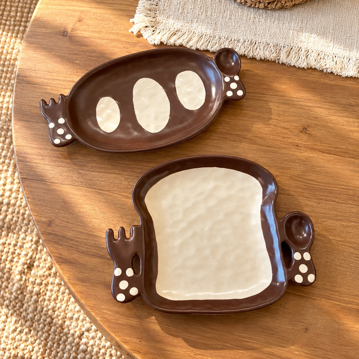 Vintage Baguette & Toast Ceramic Breakfast Plate