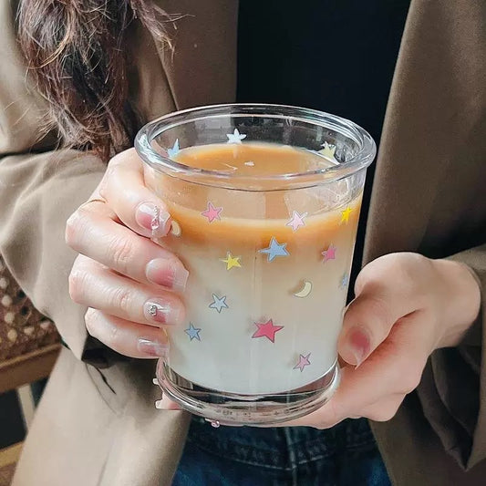 Colorful Starry Glass Cup – 350ML Capacity