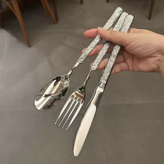 Rock-Texture Handle Flatware Set - Set of 3