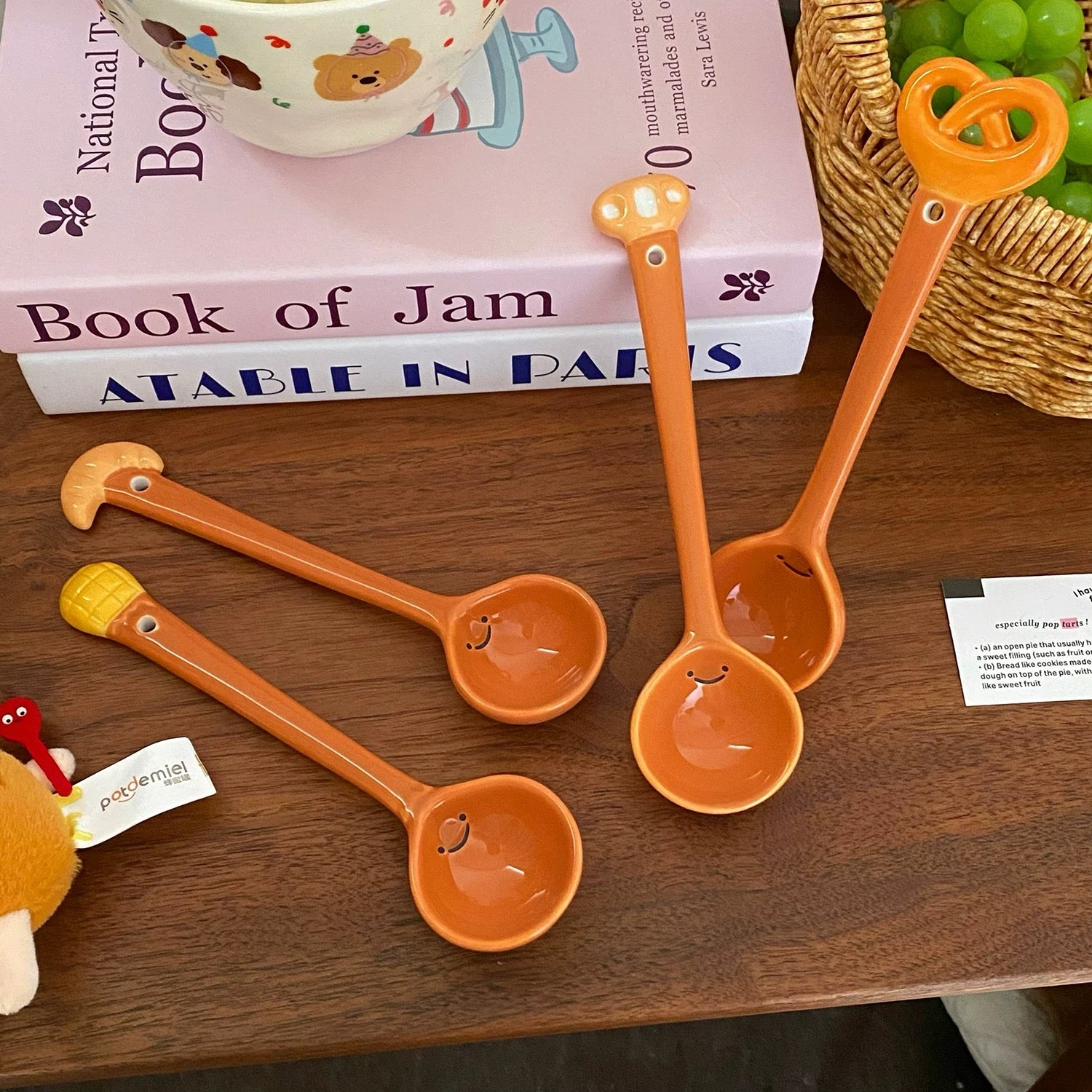 Smiling Bread Ceramic Spoon Cute 3D Bread Design, Dishwasher Safe