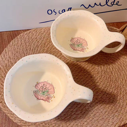 Shell Bear Ceramic Yogurt Bowl with Large Handle - 400ML