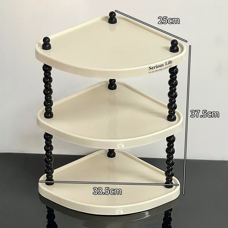 Creamy Corner Shelf Rack | Desktop & Bathroom Storage