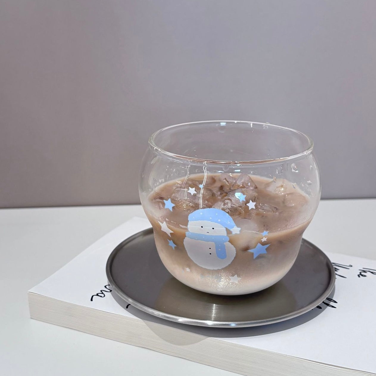 Chubby Snowman Glass Cup, 450ML Capacity