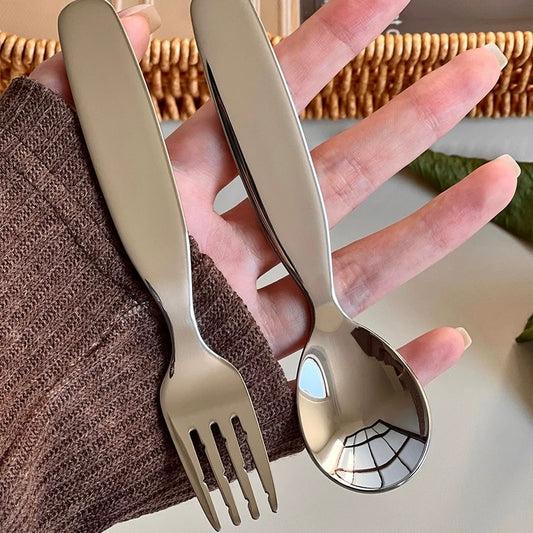 Chubby Stainless Steel Dessert Fork & Spoon Set