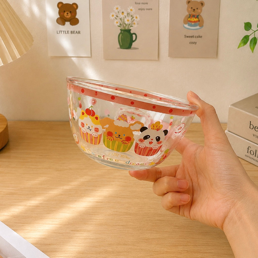 Cat & Panda Kawaii Glass Salad Bowl – 650ML