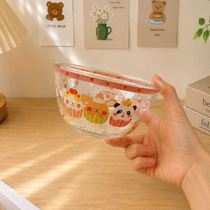 Cat & Panda Kawaii Glass Salad Bowl – 650ML