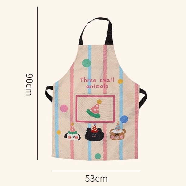 Animal Party Cooking Apron with Adjustable Neck Strap and Large Pocket – Machine Washable Designs