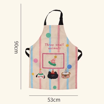 Animal Party Cooking Apron with Adjustable Neck Strap and Large Pocket – Machine Washable Designs