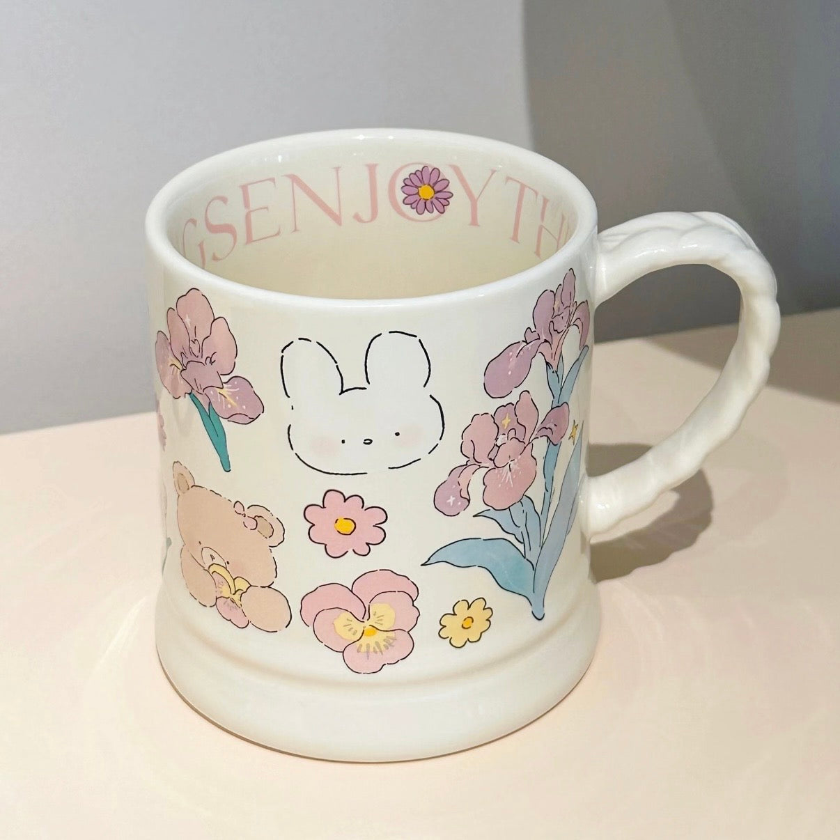 Whimsical Cartoon Floral Ceramic Mug - 4 Designs, 340ML