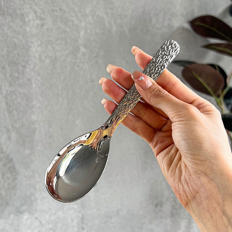 Rock-Texture Stainless Steel Flat Spoon