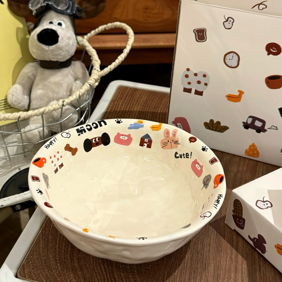 Moon Dog Series Ceramic Yogurt Bowl - 500ML