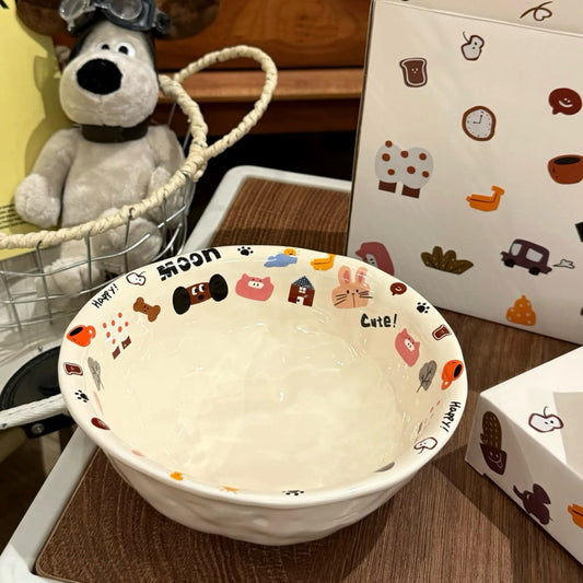 Moon Dog Series Ceramic Yogurt Bowl - 500ML