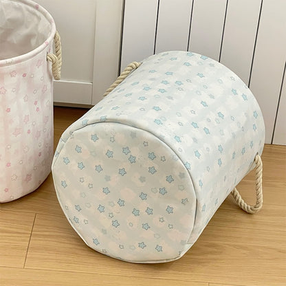 Cute Star Cotton-Linen Laundry Basket – Foldable & Water-Resistant