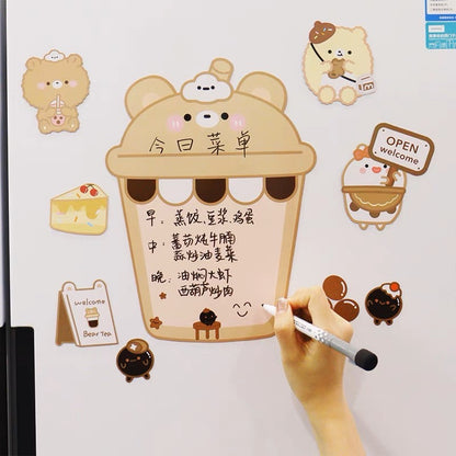 Bubble Tea Refrigerator Magnets Memo Board – Set of 12 with Whiteboard Marker