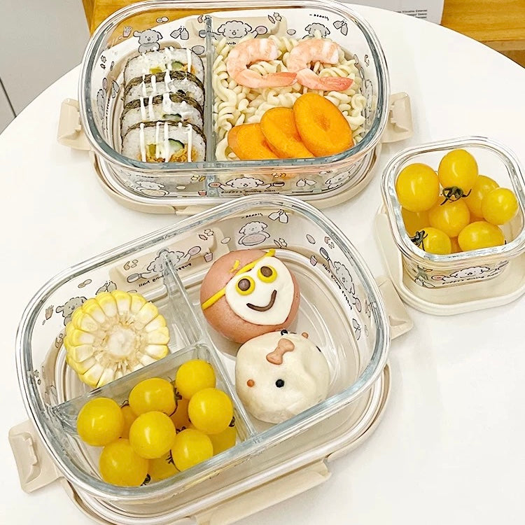 Cute Puppy Glass Food Storage Container – 1050mML Bento Box