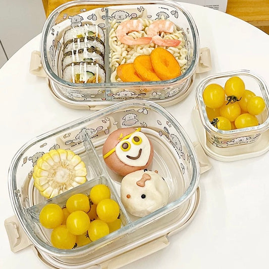 Cute Puppy Glass Food Storage Container – 1050mML Bento Box