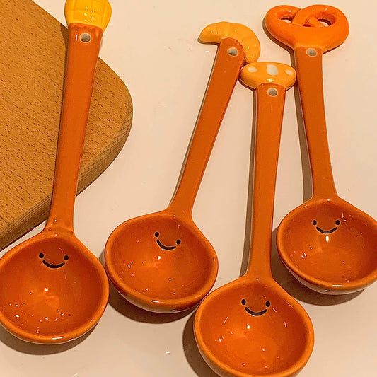 Smiling Bread Ceramic Spoon | Cute 3D Bread Design, Dishwasher Safe