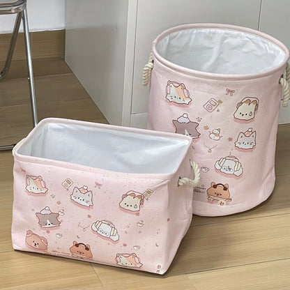 Adorable Cat Linen Storage Bag/Laundry Basket - Foldable, Water-Resistant, Durable for Clothes and Toys