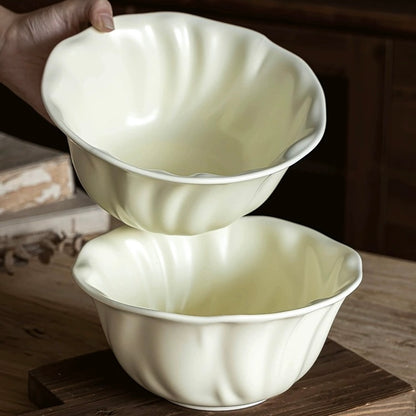 Cream White Large Soup Bowl with Spoon | 1300ml Capacity | Microwave & Dishwasher Safe