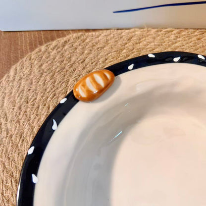 Sesame Bread Ceramic Deep Plate, 8-Inch