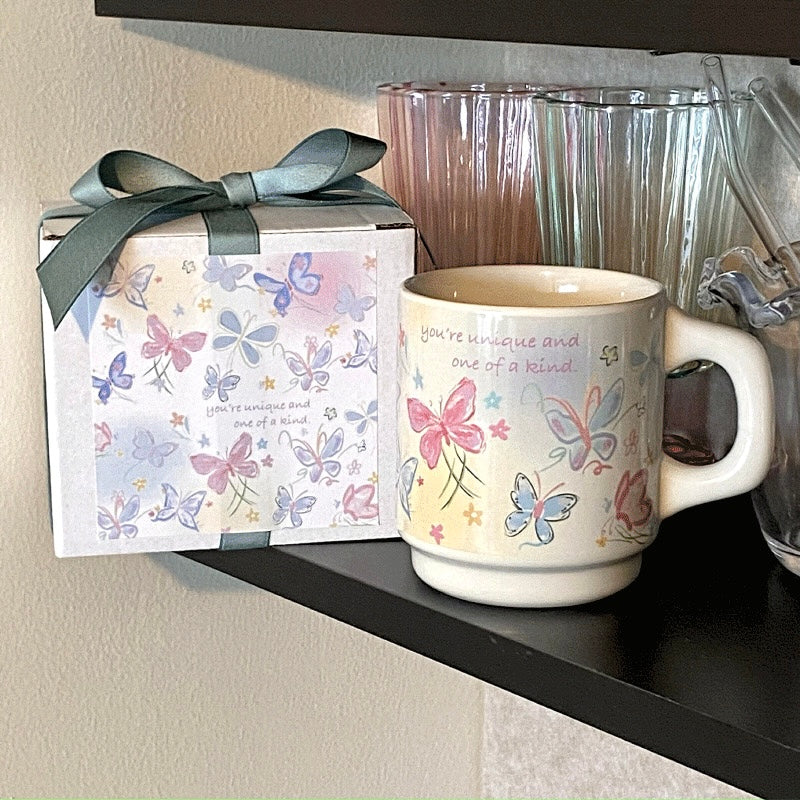 Colorful Butterfly Ceramic Mug | Gift-Ready Packaging, 340ml Capacity