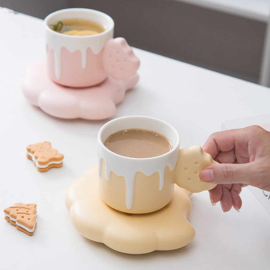 Biscuit-Shaped Coffee Ceramic Mug Set