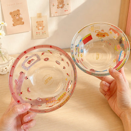 Cat & Panda Kawaii Glass Salad Bowl – 650ML