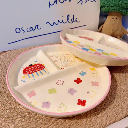 Crayon Doodle Ceramic Divided Breakfast Plate, 8-Inch