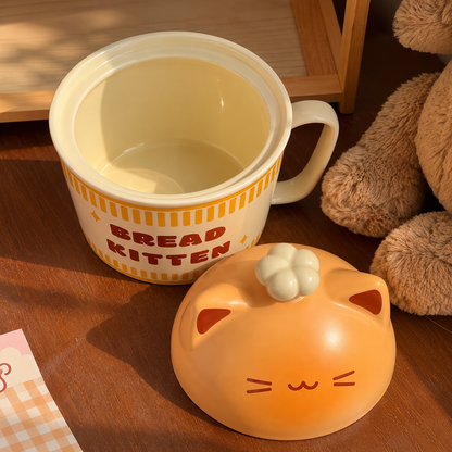 Chef Kitten Ceramic Ramen Bowl with Lid – 650ML