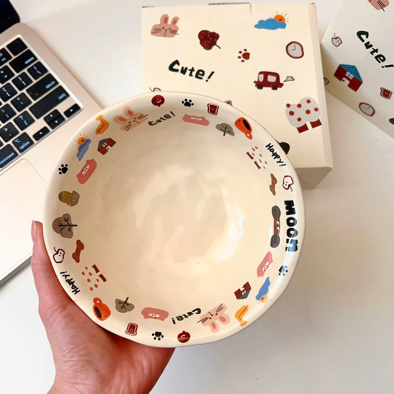 Moon Dog Series Ceramic Yogurt Bowl - 500ML